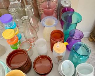 Multiple colorful glassware 