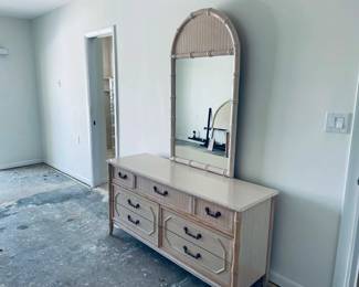 Several dressers, nightstands and headboards in mix and match light wood tones! Two queen beds, two twin beds.