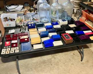 Coin collection 
includes uncirculated proof sets from the 1950’s - 1980’s and lots of silver coins