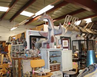 Neat sculpture conversation piece for sure 50% off  dental cabinet antique in great shape 50% off