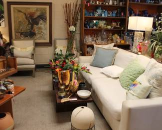 Wonderful white couch and chair tile lamps 50% off