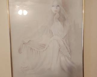 Pencil Drawing of a Young Woman by Margaret Keane