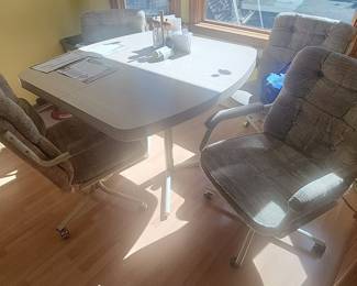 Vintage Chromcraft Upholstered Dining Set with Swivel Chairs