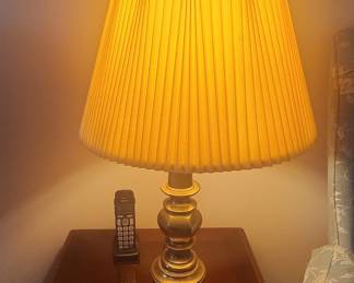 Vintage Brass Table Lamp with Pleated Shade