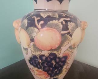Ceramic Vase with Fruit and Grape Motif