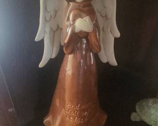 Ceramic Angel Figurine with "And ye shall know the truth" inscription