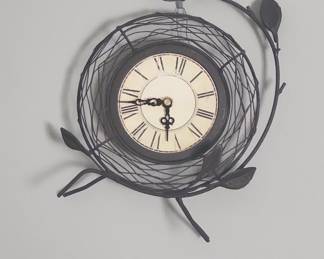 Rustic Metal Bird Nest Wall Clock