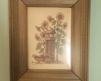 Richard Neuman "Sunflowers and Birdhouse" Print