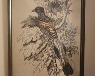 Framed Roadrunner Embroidery