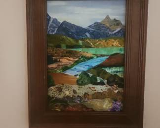 Framed Landscape Fabric Collage Art