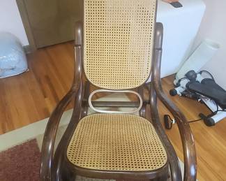 Thonet Style Bentwood Rocking Chair with Cane Seat and Back