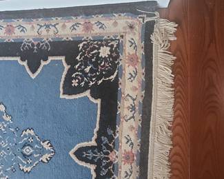 Persian-Style Blue and Cream Area Rug
