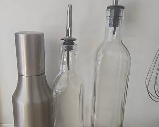 Glass Cruet Set with Stainless Steel Dispenser