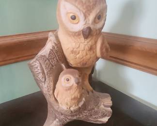 Vintage Enesco Ceramic Owl Figurine with Owlet