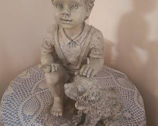 Boy with Puppy Garden Statue