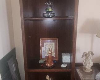 Vintage Dark Wood Bookcase with Scalloped Top