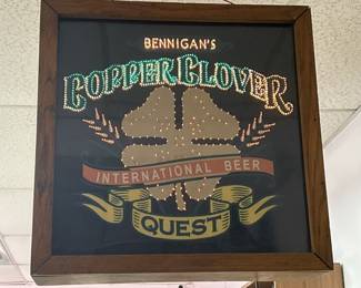 Lighted Bennigan's Beer Sign- Copper Clover
