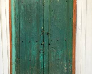 Architectural Salvage Distressed Green Dbl. Doors