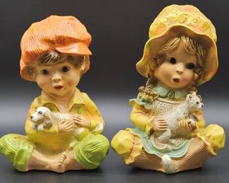 Vtg. Universal Statuary Set Alice & Andy Figurines