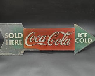 Vintage 1990 Coca-Cola Arrow Advertising Sign