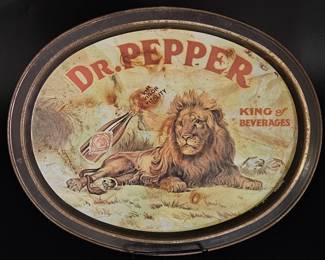 Vtg. Dr. Pepper King of Beverages Metal Lion Tray