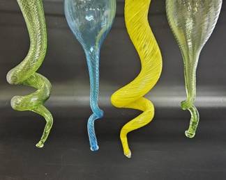 (4) Blown Glass Finial Christmas Ornaments, 1/7