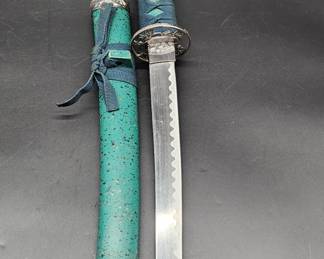 Japanese Short Sword & Sheath in Teal