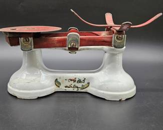 Vintage Enamel Over Cast Iron Balance Scale
