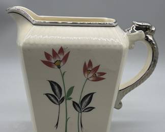 Vtg. Harker Pottery Dragon Handle Square Pitcher