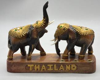 Carved Ceremonial Elephant Sculpture from Thailand