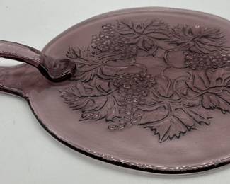 Vintage Amethyst Glass Grapes & Vine Tray