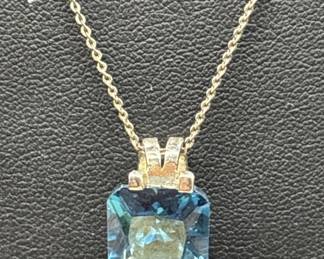 925 Silver w/ Blue Sapphire 16in Necklace