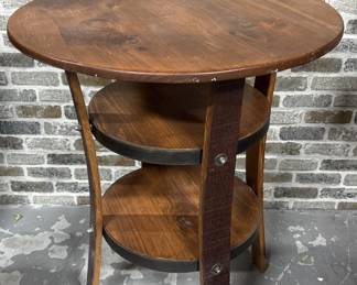 Vintage Round Wooden 3-Tier Table