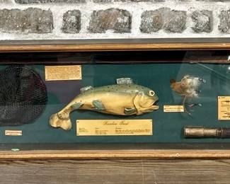 Vintage Angler's Shadow Box Display w/ Labels