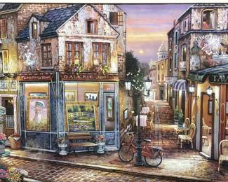 Framed Parisian Street Scene Scenic Print