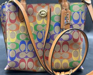 Coach Willow Purse, Rainbow Logo Signature Canvas