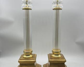 2- Elegant Crystal & Gilt Tall Votive Candlesticks