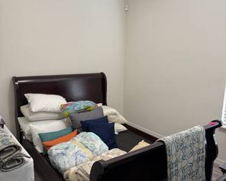 RTG Queen size dark wood sleigh bed frame (no mattress)