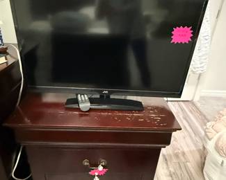 RTG dark wood nightstand (as is) , 32" JVC TV