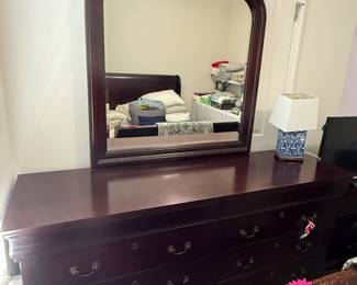 RTG dark wood dresser w/mirror