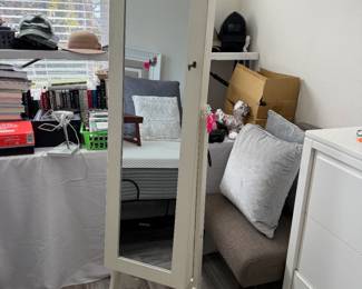 Mirror front jewelry cabinet