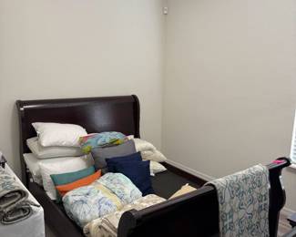 RTG Queen size dark wood sleigh bed frame (no mattress)