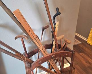 cane holder with canes, walking sticks and more