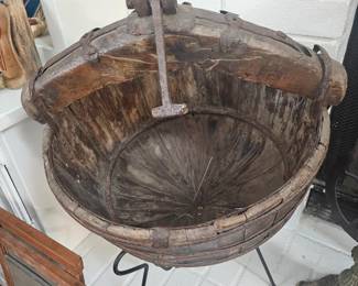 antique well bowl on stand
