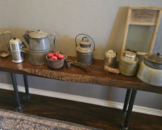 One of a kind shelf with rustic finds