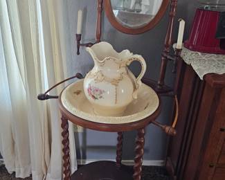 Washstand with pitcher and bowl