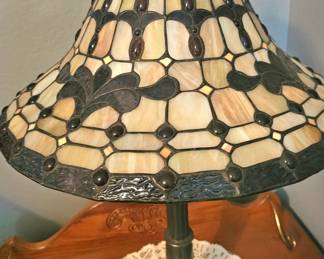 close up of Tiffany-style lamp