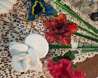 beautiful blown glass flowers, sold individually