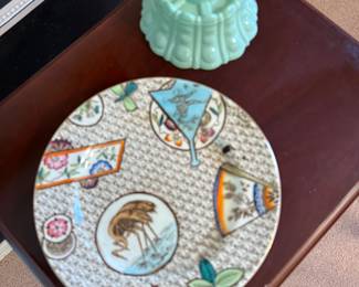 Aesthetic plate, jadeite candle holder