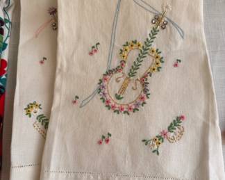 Hand embroidered tea towels